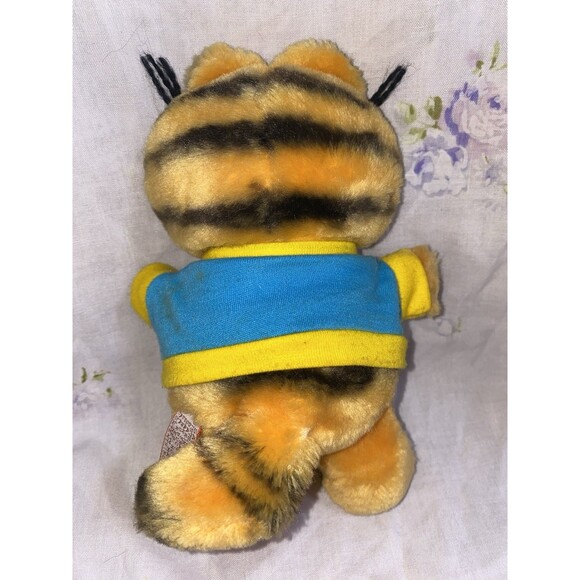 Dakin Garfield Cat Plush Stuffed Animal in Blue Lets Party Shirt VTG 1981 7" - Picture 2 of 3
